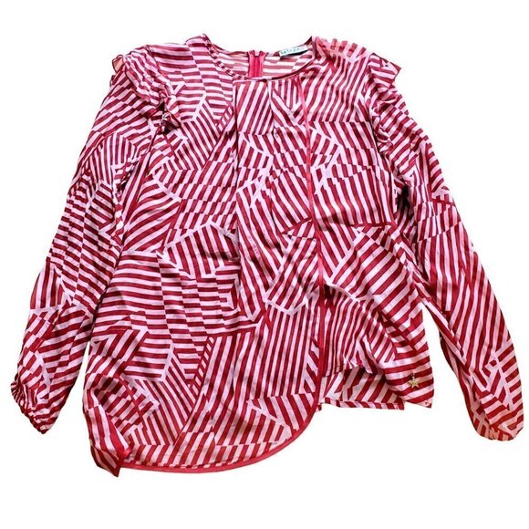 NWOT Byblos Viscose Georgette blouse Abstract Star Print Asymmetrical Hem 48/XL - Picture 1 of 14
